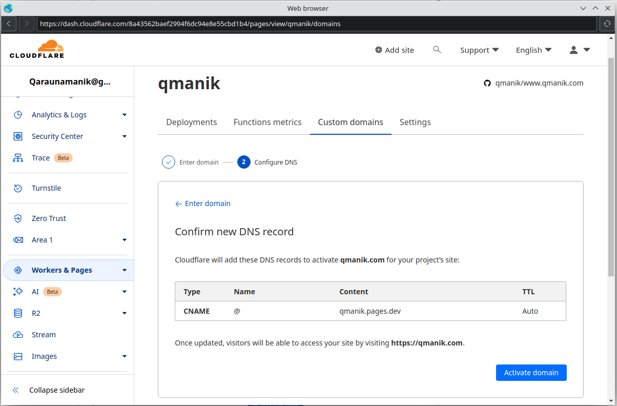 Cname record untuk cloudflare pages